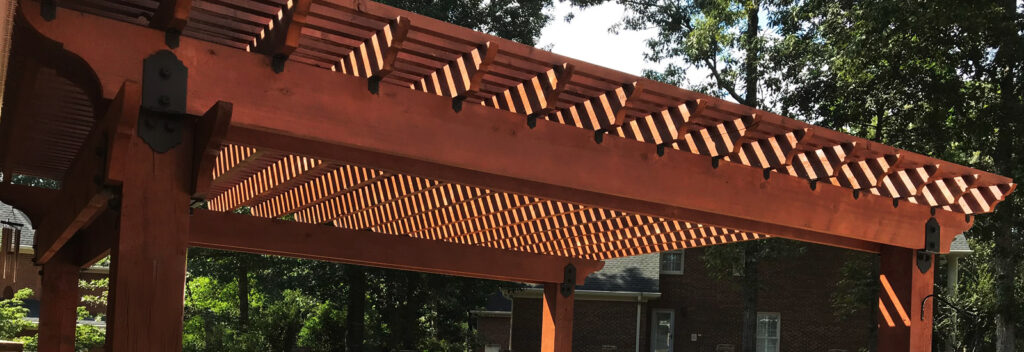 Custom cedar pergola installed by Southern Outdoor Structures — Greenville SC