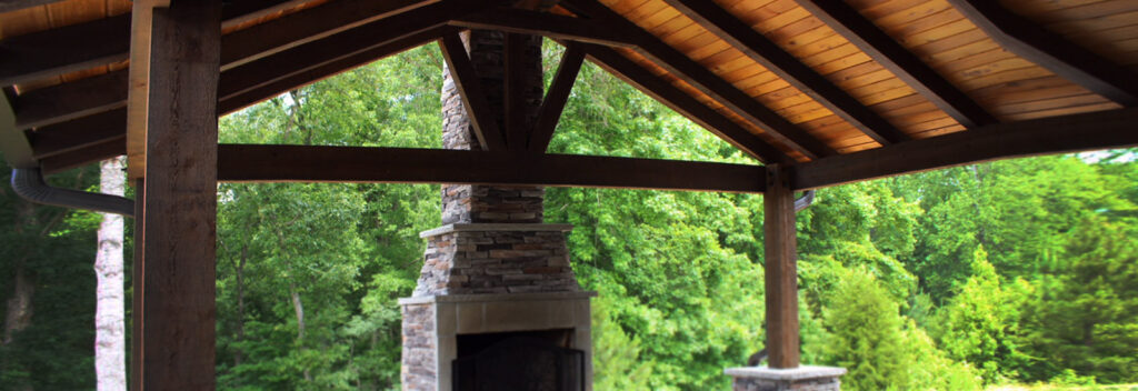 Cedar pavilion with solid roof — custom outdoor structure Greenville SC